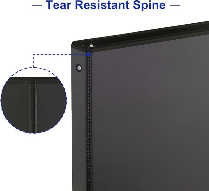 COMIX Sturdy 3 Ring Binder 0.5 inch with Clear View Cover, 1/2" Round Ring View Binder, PVC-Free, 100 Sheets Capacity of US Letter Size Paper, Office ＆ School Supplies, Pack of 12 (Black)