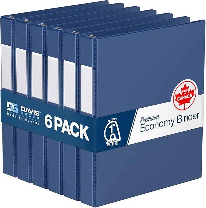 Premium Economy 6-Pack 3-Ring Binders for School or Office, D-Ring Binders, 1 Inch, Royal Blue