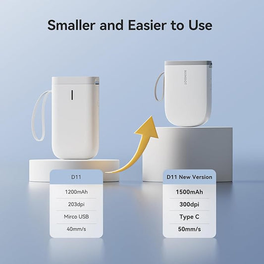 NIIMBOT D11 New Version Label Maker Machine with Tape,300DPI Bluetooth Label Printer, Portable Thermal Printer,Sticker Maker for Organizing Home Office School,White