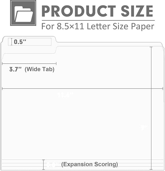 File Folder, PANDRI 120 Pack File Folder, 1/3 Cut Tab, Letter Size, Filing Folder for Office School Business, White