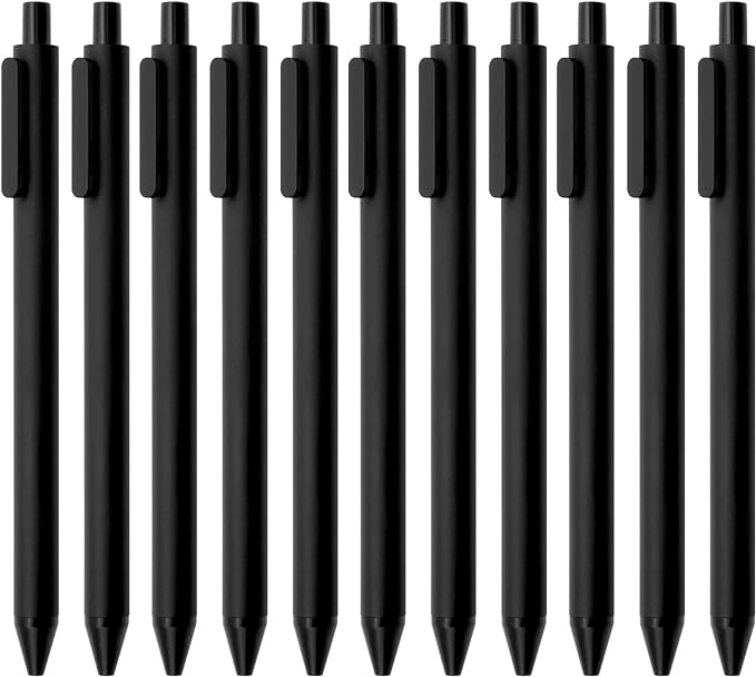 Kaco Gel Pens, 0.5 mm Fine Point, Black Ink 10 Count, Quick Dry Smooth Writing, Aesthetic Office Supplies Refillable Retractable
