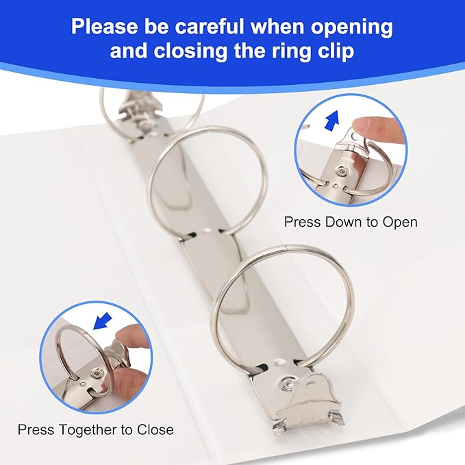 COMIX Sturdy 3 Ring Binder 2 inch with Clear View Cover, 2" Round Ring View Binder, PVC-Free, 450 Sheets Capacity of US Letter Size Paper, Office ＆ School Supplies, Pack of 6 (White)