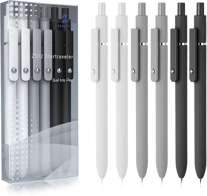 MIUTME 6Pcs Gel Pens, Retractable Gel Pens Quick Dry Ink Pens Fine Point Premium Smooth Writing Pens, Aesthetic Pens for School & Office Supplies