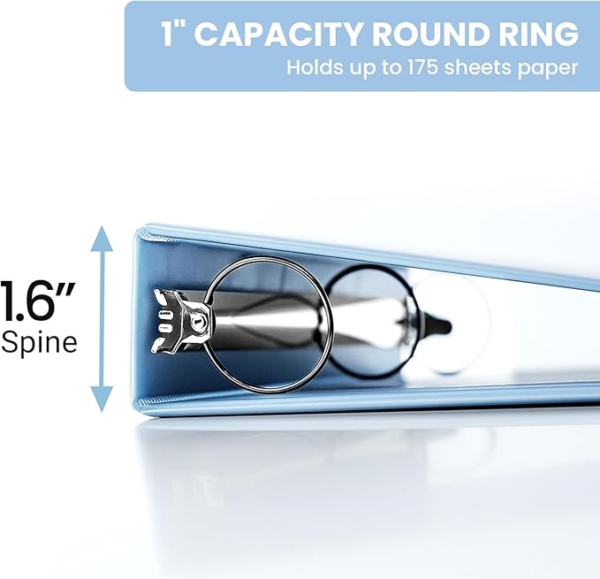 1 Inch Binders 3 Ring 4 Pack, PVC Free View Binder (Fits 8.5" x 11" Letter Size Papers), Perfect for School & Office Supplies, Pastel Colors