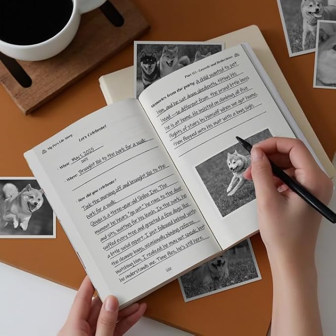 Bluetooth Mini Pet Photo Printer with Diary Book – Portable Thermal Sticker Printer for Smartphone – Includes 3 Rolls & “My Pet's Life Story” by Sean Doherty a Lifelong Animal Lover (Especially Dogs)