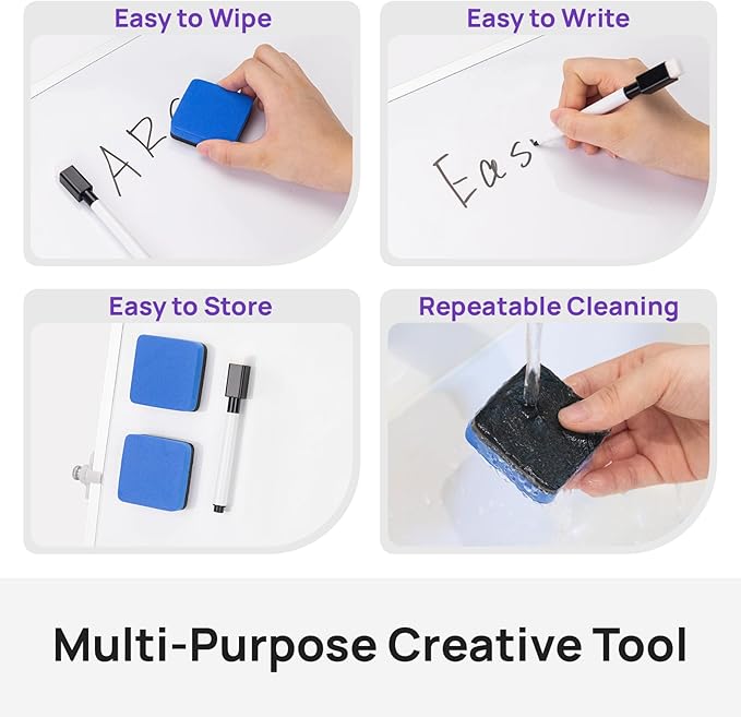 8 Pcs Colorful Magnetic Dry Erase Markers with Eraser, White Board Mini Dry Erase Markers with Eraser Cap, Fine Point Tip Student White Board Markers for Teachers Office School Supplies