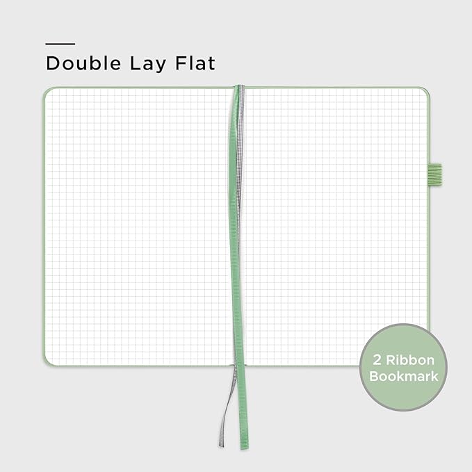 &And Per Se Graph Journal Notebook, 160 Pages, 5.7 x 8 inches College Ruled Thick Paper Notebook Journals for Writing, Grid Hardcover Notebook(1 Pack, Light Green)