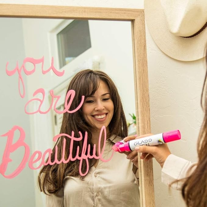 Glass Pen Window Marker: Liquid Chalk Pens for Glass, Whiteboard Markers with Washable Paint - Graduation, Car Windows, Mirror Pen, Storefront, Wedding, Parade, Party & Holiday (5 Pens - Fine Tip)