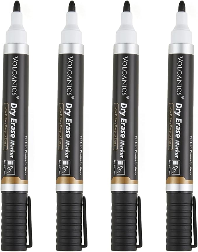 Volcanics Jumbo Black Dry Erase Markers Whiteboard Pens Low Odor Whiteboard Markers Pack of 70