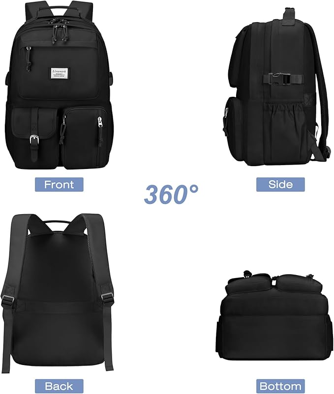 School Laptop Backpack for Girls Bookbag: Large Capacity Elementary Middle High School Book Bag 17.3 Inch Casual College Backpacks Waterproof Travel Back Pack Student Bookbags for Teen Kids Boys Women