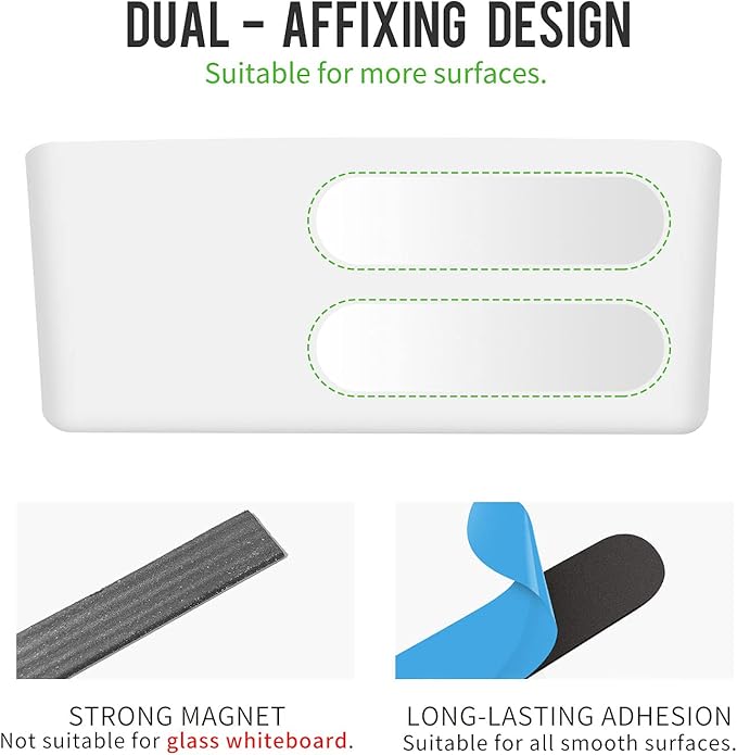 loukin Magnetic Marker Holder Set, Dry Erase Accessory Tray Set, Remote Control Holder, Magnetic Storage Organizer for Whiteboard, Glass or Refrigerators (White)