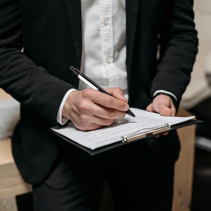 LINFANC 5 Pcs Gel Pens Ballpoint, Metal Barrel Medium Point 0.7 mm Quick Dry Black Ink Pens for Journaling, Smooth Writing Gel Pen, Cute School Supplies Office Supplies Gifts for Men