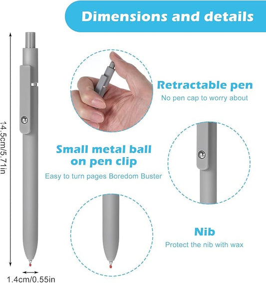 6 Pcs Gel Pens 0.5mm Quick Dry Black Ink Fine Point Smooth Writing Pen, Quick Dry Pens For Journaling, School Supplies Gifts for Men Women Journaling, Black/Gray/White