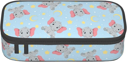 Cute Baby Elephant Large Pencil Case With Zipper Compartments Stationery Pencil Bag For Kids Teens Students School Supplies