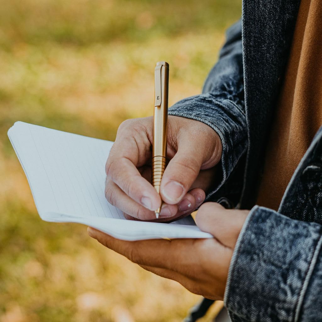 Everyman Grafton Full Click Refillable 0.7mm Ball Point Pen, Gold | Sleek Anodized Aluminum EDC Pen with Deep Grooved Grip | Smooth Writing Pocket Pen for Office, Travel, Gifting & Daily Use