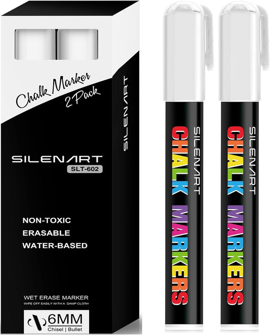 White Liquid Chalk Markers - Chalk Markers White - Dry Erase Markers Pen - for Chalkboard Signs, Windows, Blackboard, Glass