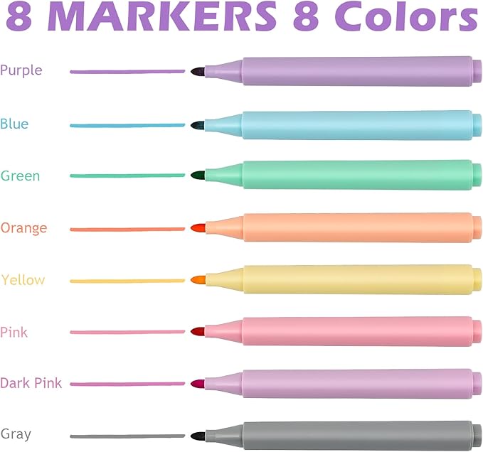 Ddaowanx Dry Erase Markers,Aesthetic Erasable Whiteboard Marker,Assorted Colors,Gifts for Teen Girls School Supplies(8)