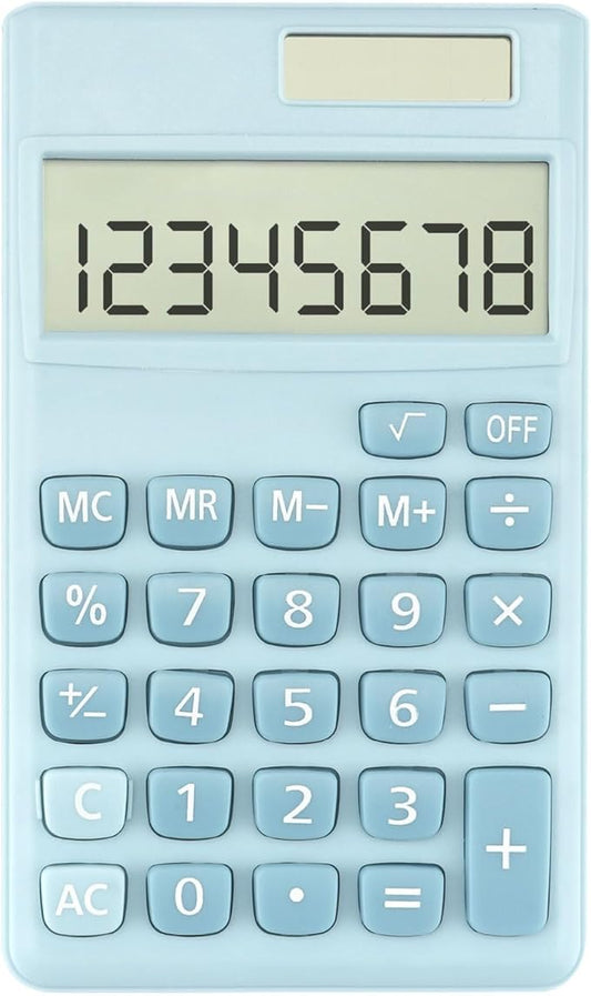 Solar Calculator,Mini Calculator Basic Calculators School for Students Pocket Calculators Blue Office Gadgets Office Supplies for Women Men