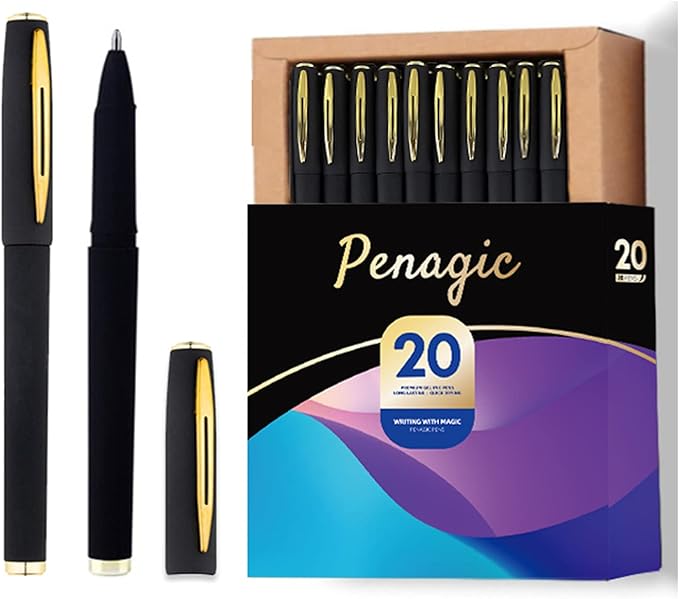 Pens, P-223A, Gel Pens Fine Point [0.38 mm] Black Ink, Roller Ballpoint Pens Matt Design, Stationery Pens for School Office Supplies