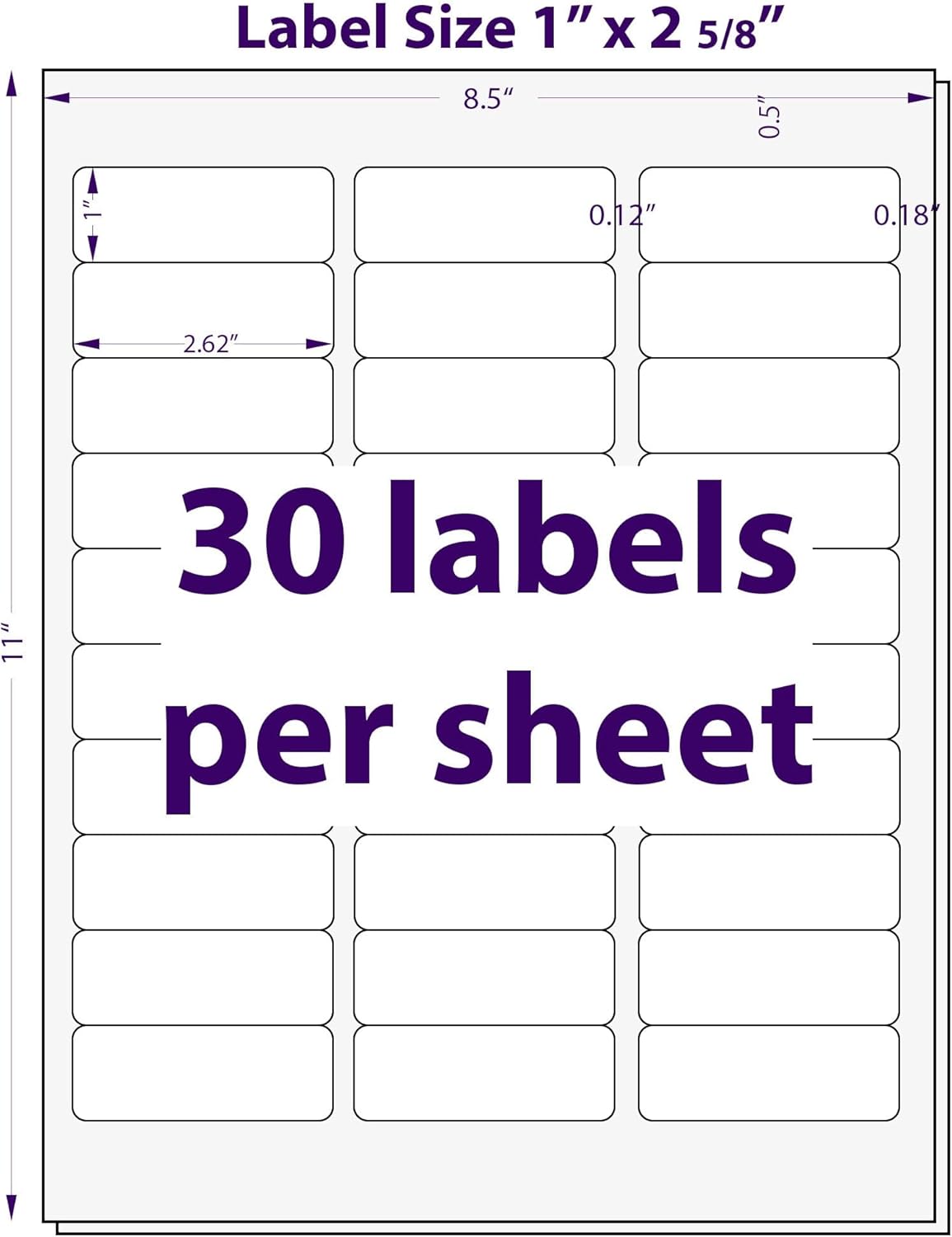 1" x 2-5/8", 100 Sheets, 3000 Mailing Address Labels, White Sticker Labels for Laser & Inkjet Printers, Permanent Adhesive