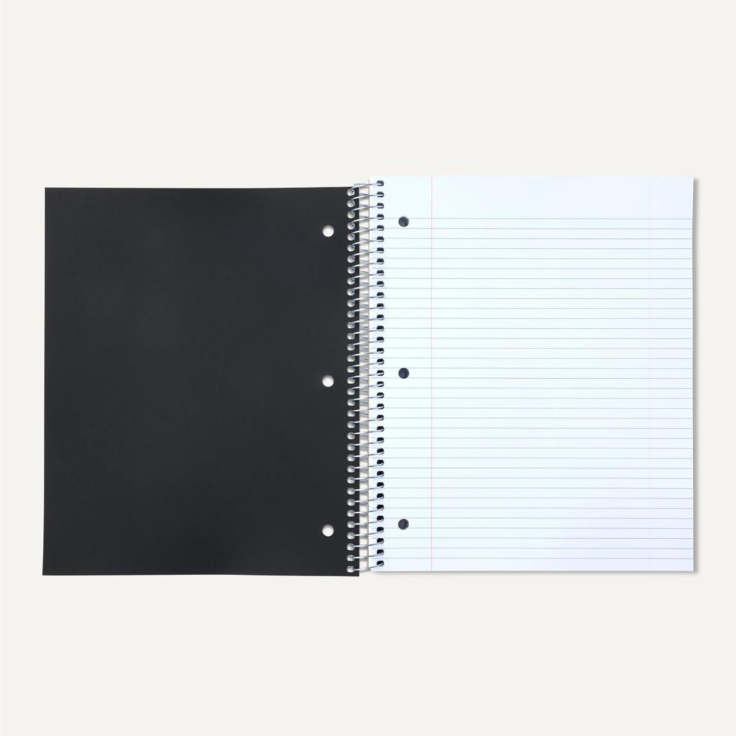 Amazon Basics 3 Subject College Ruled Spiral Notebook, Poly Cover, 150 Sheets, 8-1/2" x 11", Black, 1 pack