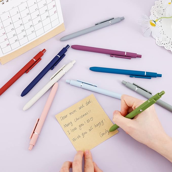 FIOVER Gel Pens,10pcs 0.5mm Quick Dry Black Ink Fine Point Smooth Writing Pens High-End Series Ballpoint for Office School Supplies(Morandi & Retro)