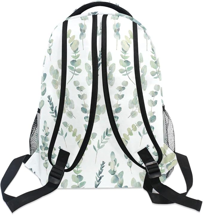 Green Sage School Backpack for Kids Boy Girls Eucalyptus Leaf School Bag Daypack Spring Floral Laptop Bookbags Camping Travel Outdoor Shoulder Bag One Size