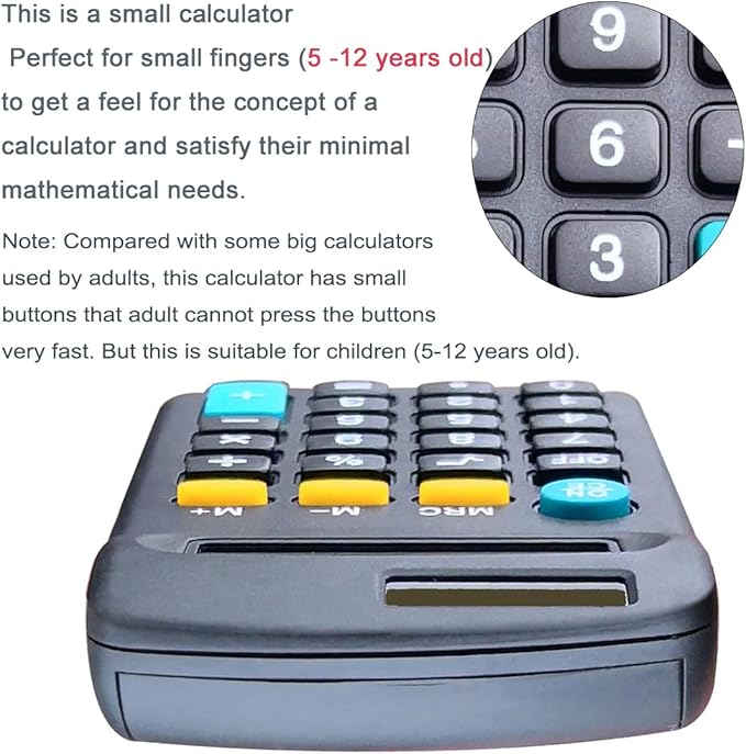 Basic Calculators for Students, Basic Calculator with Dual Power 8 Digit Small Pocket Size Handheld for Classroom Desktop Home (Black,Set of 5)