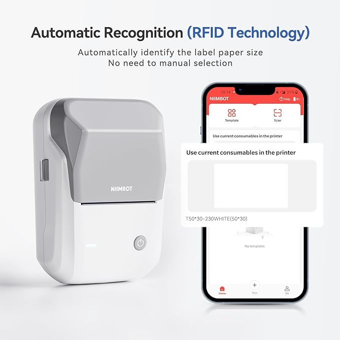 NIIMBOT B1 Label Maker Machine with Tape, Thermal Label Printer Easy to Use for Office, Home, Business, 2 Inch Label Maker with 2'' x1.18'' Labels-230pcs/Roll