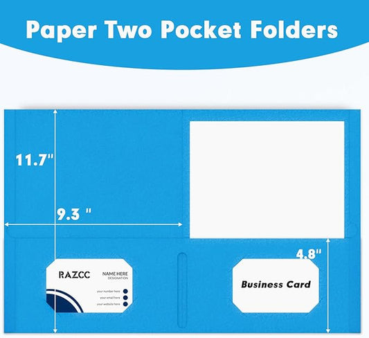 Two Pocket Folders, 75 Pack, Letter Size, Blue