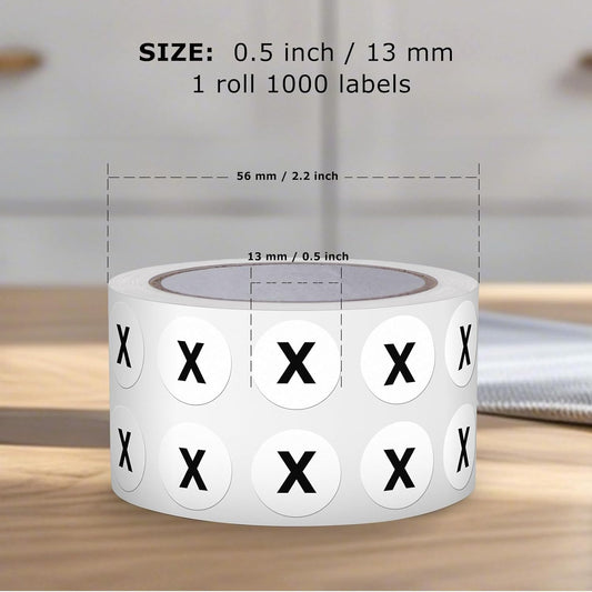Letter X Round Stickers 0.5 Inch Vinyl Circle Capital Alphabet Labels Self-Adhesive Removable Waterproof Dots Tags for Home Office Inventory 1000 PCS
