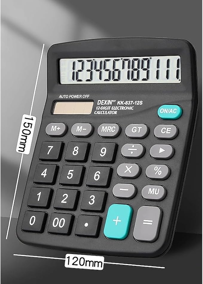 Calculator 12 Digit Office Calculators with Large LCD Display, Dual Solar Power and Battery Large Button Calculator Financial Office School