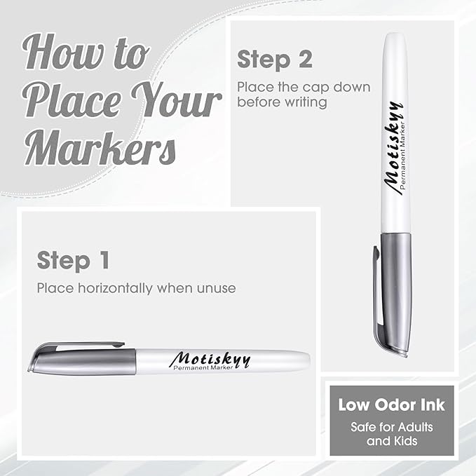 180 Pcs Metallic Permanent Markers Bulk Fine Point Metallic Markers Pens for Fabric, Black Paper, Cards, Scrapbook, Wood, Plastic, Canvas, Mugs, DIY Art Crafts, Etc (Silver)