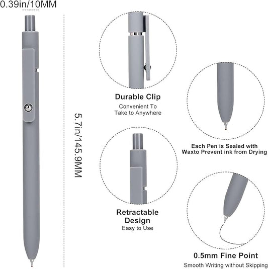 Ddaowanx Gel Pens, 0.5mm Fine Point Quick Dry Black Ink Pens Retractable, Nursing School Essentials,School Supplies, Gifts for Women (6Pcs-Black Ink)