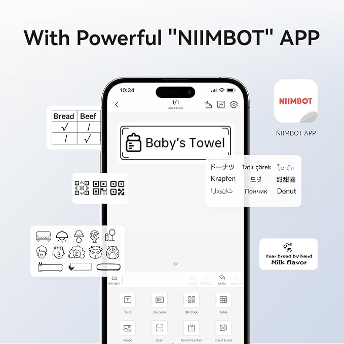NIIMBOT B1 Label Maker with Tapes,2 Inch Portable Thermal Label Printer for Home Office School Small Business, Address, Clothing, Crafts, Retail,Support Smartphones & PC,Sky Blue