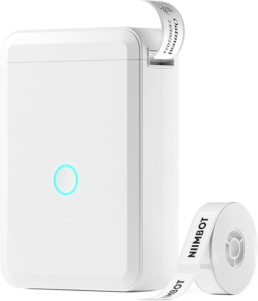 Label Maker D110 Bluetooth Thermal Label Maker Machine with Tape, Portable Inkless Label Printer Handheld & Rechargeable with Multiple Templates for Home Office, Compatible with iOS Android, White