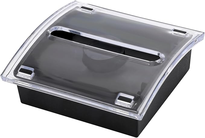 1 Pcs Pop Up Sticky Note Dispenser Sticky Note Holder Pop Up Note Dispenser Transparent Top for 3 x 3 Inch Sticky Notes School Office Home Store Black Base Clear Top (1)
