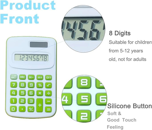 Basic Calculator 8 Digit Silicone Button Desktop Calculator (4 Colors, Set of 8) (B, Pack of 8)