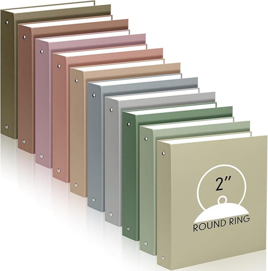 Ctosree 10 Pack Colored 3 Ring Binder with 2 Pockets Hardcover Loose Leaf Binder for Women Men Teacher Student School Office Home Supplies, Fits 11 x 8.5 Size Paper, 10 Colors(2",Simple Color)