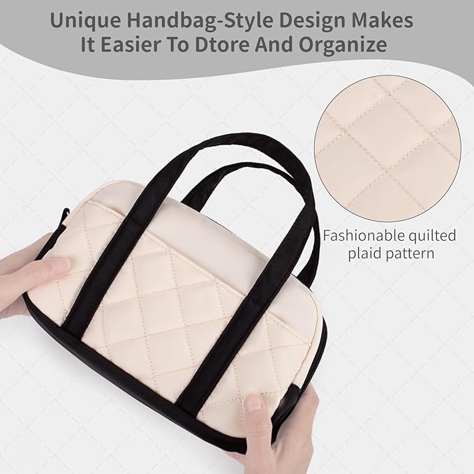 2 Compartment Pencil Case For Girls,Zipper Pencil Bag With Handle, Large Capacity quilting Pencil Pouch Organizer Aesthetic, Womens Soft Pencil Box Marker Pouch For Middle School Office College