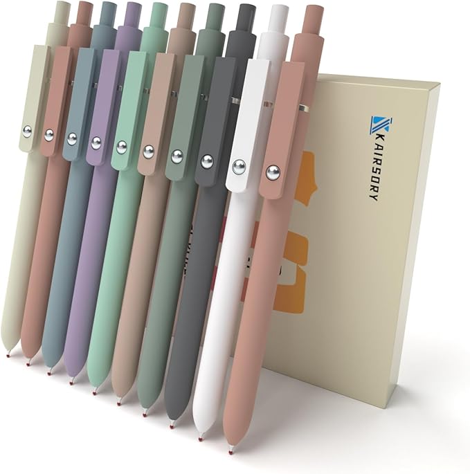 Gel Pens,0.5mm Quick Dry Black Ink Pens Fine Point Smooth Writing Pens, Nurse Aesthetic Cute Pens stationary for women,Pens Ballpoint for School Office Home(10 Pcs Morandi-Black Ink)