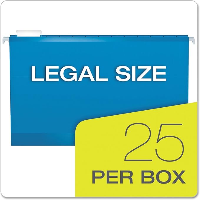 Pendaflex Extra Capacity Reinforced Hanging Folders, 2", Legal Size, Assorted Colors, 1/5 Cut, 25/BX (4153x2 ASST)