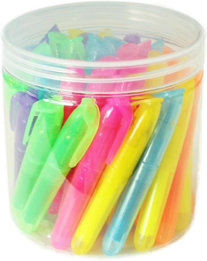 SKKSTATIONERY 36-Pcs Mini Highlighters Colored Highlighters Chisel Tip, Highlighter Markers, Assorted Colors Highlighter Pens 3.5''