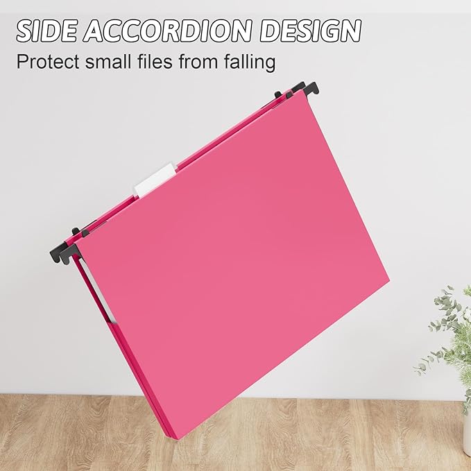 Plastic Extra Capacity Hanging File Folders Letter Size,1 Inch Expansion,12 Pack Reinforced Heavy Duty Hanging Folders,File Cabinet Folders,Expandable Hanging File Folder,Assorted Colors