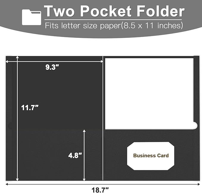 Folders with Pockets, LAYZZ 30 Pack Paper Pocket Folders, 2 Pocket Folders Fits Letter Size Paper, for School Office and Home (Black)