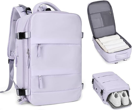 Large Carry On Backpack Flight Approved Personal Item Travel Backpack For Women Airline Approved Waterproof Sports Luggage Backpack Casual Daypack Small Hiking Backpack Purple Backpack