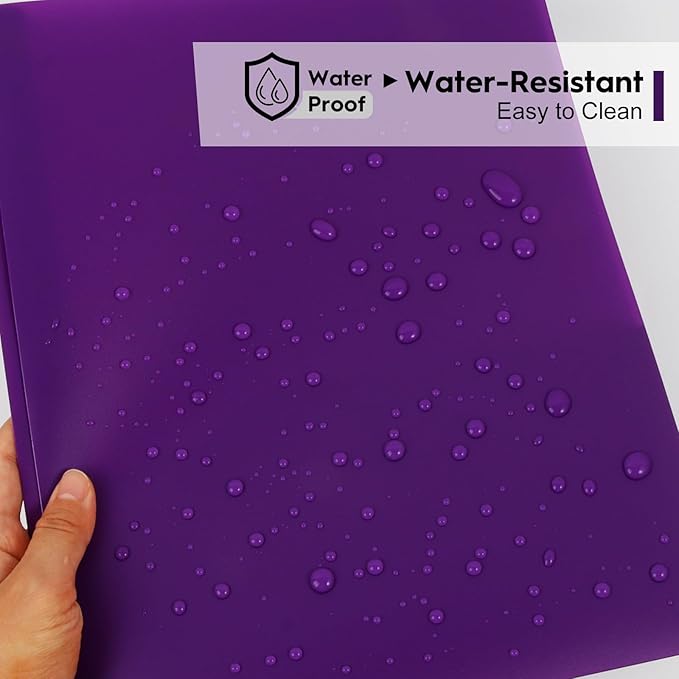 2-Pocket Folders with 3 Prongs,60-Pack Plastic Folders with Pockets and Prong Holds Letter Size Paper, Plastic Pockets Folder for School, Office and Home, Purple