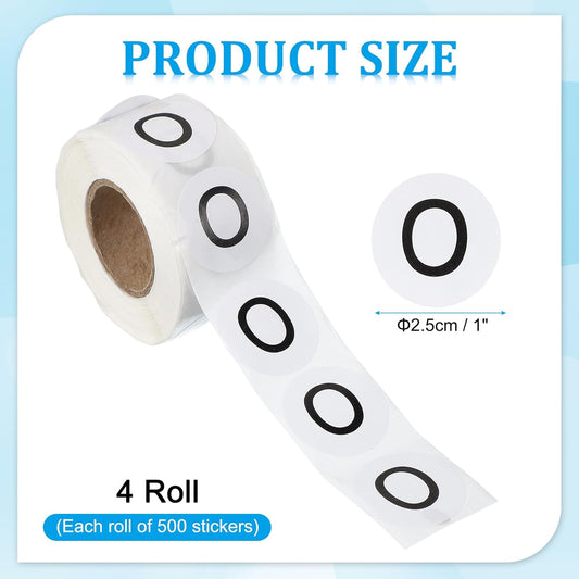 PATIKIL 1" Letter O Stickers, 4 Rolls Self-Adhesive Alphabet Round Circle Dots Labels for Organization Storage Inventory Boxes Scrapbook Craft 2000 Pcs Total