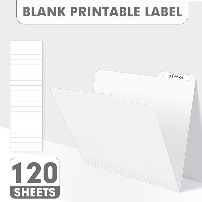 File Folder, PANDRI 120 Pack File Folder, 1/3 Cut Tab, Letter Size, Filing Folder for Office School Business, White