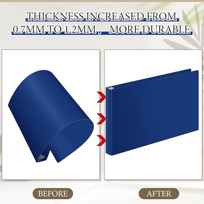 4 Pcs 11 x 17 Inch 3 Ring Binders 2 Inch Rings Heavy Duty View Plastic Flexible D Ring Binders Economy Holds 11" x 17" Paper for Artwork Blueprints, Office, Home, Work Places(Blue)